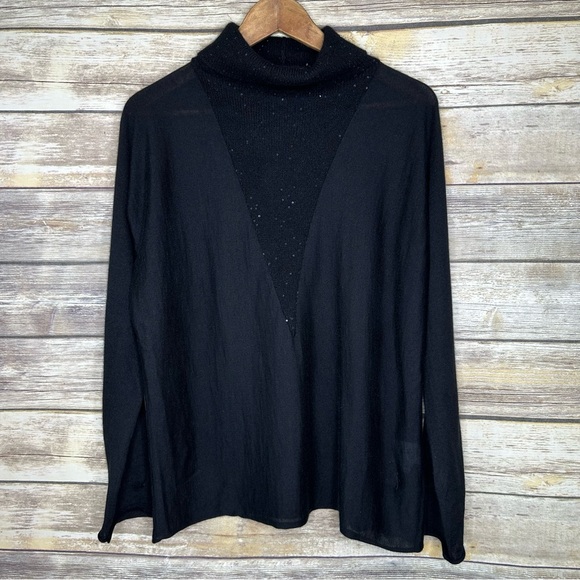Fabiana Filippi S cashmere and silk knit sheer panel sequin turtleneck